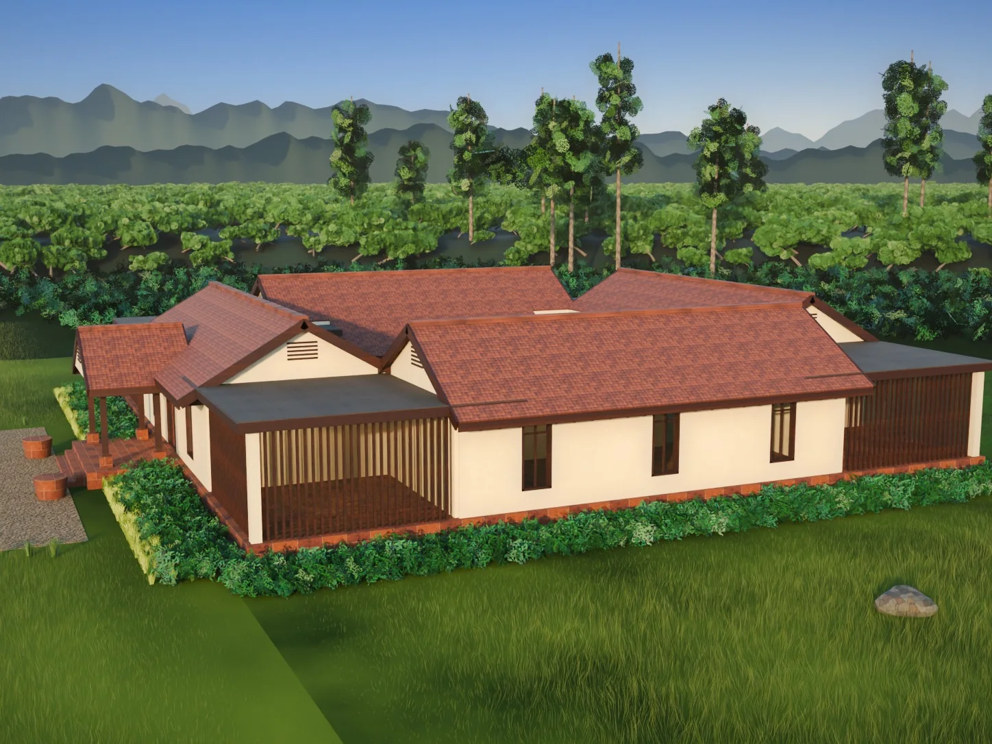 The Heritage Estate from the verandah side, set among coffee and shade trees